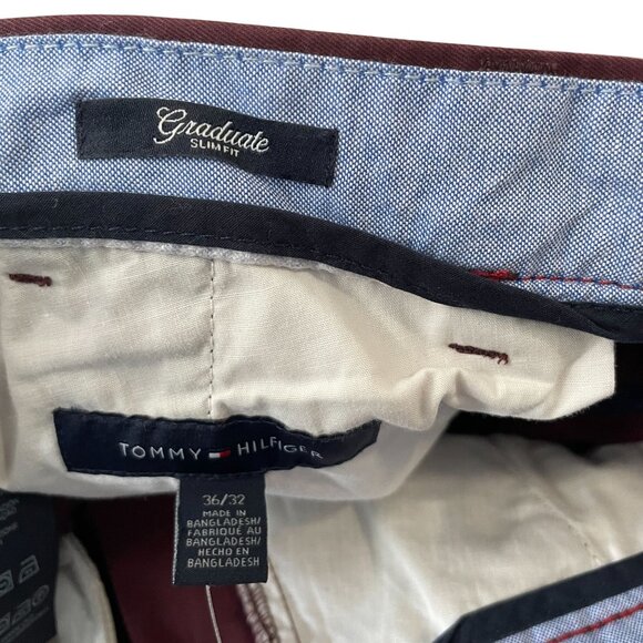 New Tommy Hilfiger Graduate Chino Pants Men's Size 36x32 Harvard Red Cotton - Picture 3 of 6